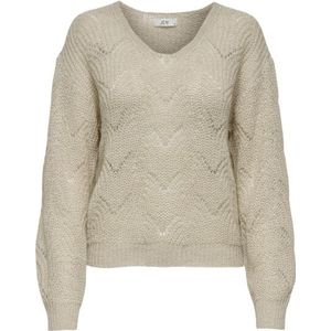 JDY - JDYBADUT - Gebreide Pullover - Gebroken Wit - V-Hals - Lange Mouwen - Glitterdetail