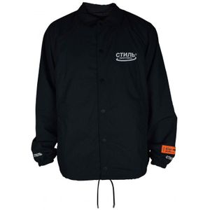 Heron Preston - Jas - Zwart - Geprint Logo - Kraag met Geïntegreerde Capuchon