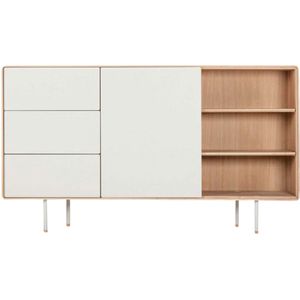 Gazzda Fina dresser houten dressoir linoleum mushroom whitewash 176 x 100 cm