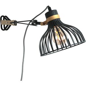 Anne Lighting Industriële wandlamp - metaal industrieel e27 l: 24cm voor binnen woonkamer eetkamer zwart