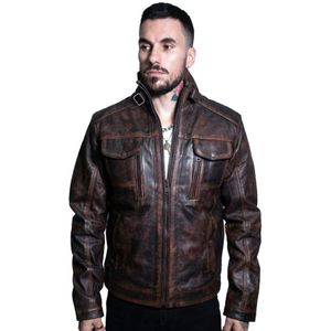 Heren - Bikerjack - Zwart - Premium Nappaleer - Kaapstad