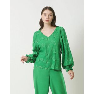 Smashed Lemon - 23800 - Dames Top - Heldergroen - 3D Borduurwerk