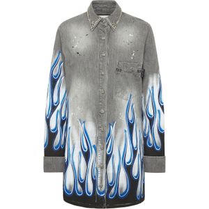 Philipp Plein - Denim Shirt Racing - Overhemd - Grijs
