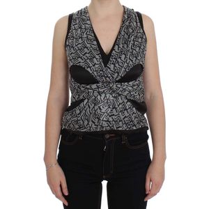 Karl Lagerfeld Grijs Zwart Zijde Blouse Top