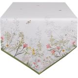 Clayre & Eef Tafelloper 50x160 cm Wit Katoen Bloemen