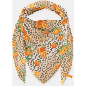Mucho Gusto Zijden sjaal st. tropez print met beige giraffen