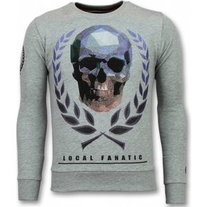 Local Fanatic Doodskop trui skull rhinestone sweater
