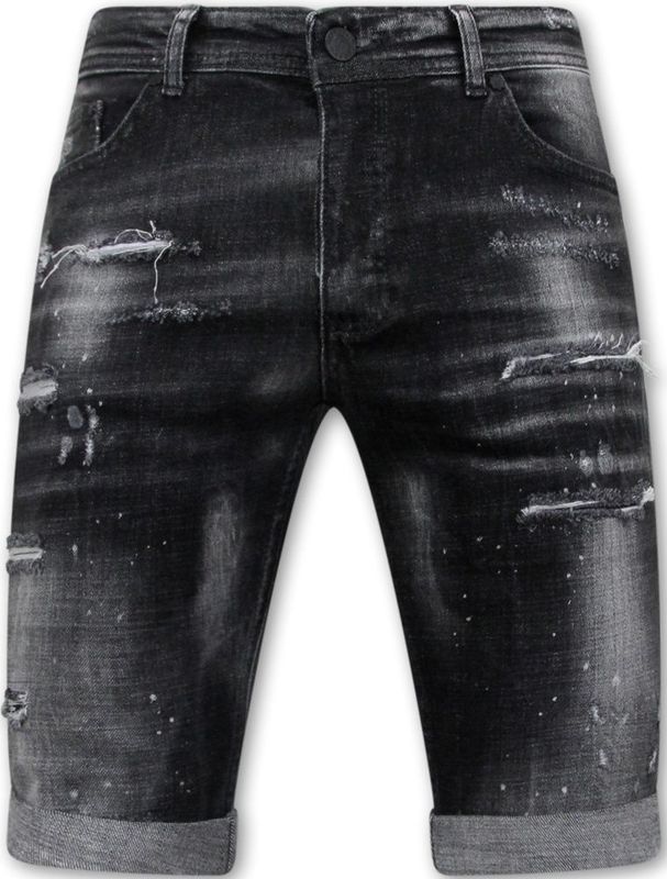 Local Fanatic Paint splatter destroy shorts stonewash slim fit