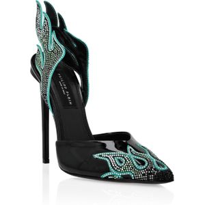 Philipp Plein - Leren Slingback Hoge Hakken 12 Flame - Zwart - Dames