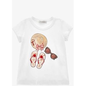 Monnalisa - T-shirt - Bianco Rosso - Meisjes