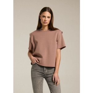 Homage - Top met Schouderdetail - Roze - Boxy Fit - Heuplengte