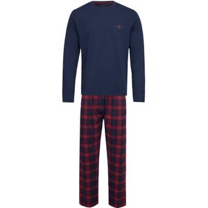 Phil & Co Lange heren winter pyjama set katoen geblokt donker