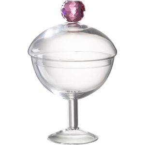 J-Line voorraadpot diamant kristal /roze glas large 14x14x25cm