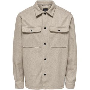 Only & Sons onsash ovr woolen look pkt ls shirt 22023564 chinchilla