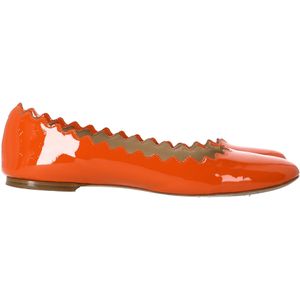 Chloé Lauren Ballerina Flats in Oranjepatent Kalfsleer