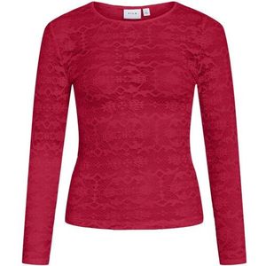 Vila - Vivelina Lace Top - T-shirt - Jester Red - Dames