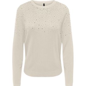 Only - Onlanabella Ls Bling O-neck - Gebreide Trui - Birch/Dark Silver - Dames