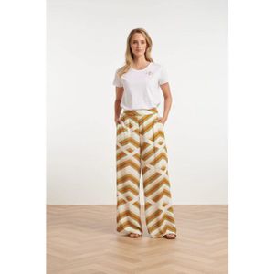 Smashed Lemon - 25346 - Broek - Grafische Streepprint - Off-white Bruin Army Green