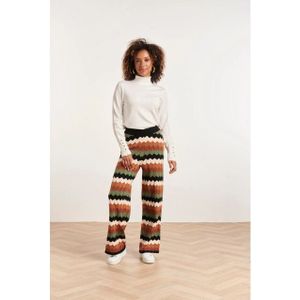 Smashed Lemon - Retro Gebreide Grafische Wijde Leggings - Warmbruin
