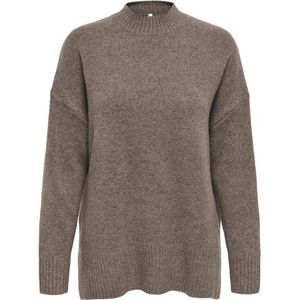 Only - Onlhazel Ls Highneck Overs Pull Knt - Gebreide Trui - Brown Lentil - Dames