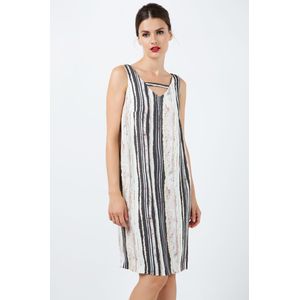A-lijn Jurken - Mouwloze Gestreepte V-hals Jurk - 100% Viscose