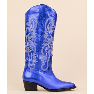 DWRS Label Cowboyboots 271179 tulsa kobalt metallic dames maat: leer