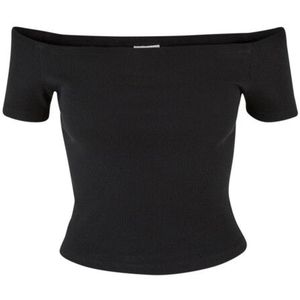Urban Classics Dames geribbelde organic off shoulder top