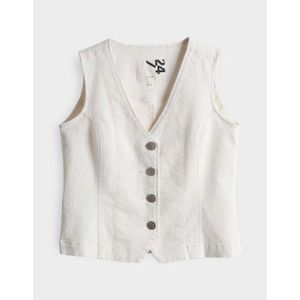 Opus - Gilet - Off-White - Katoen/Elastaan