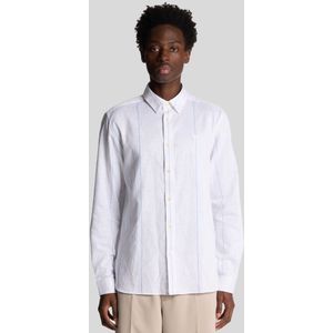 Lyle & Scott - Linen Stripe Long Sleeve Shirt - Wit - Overhemd