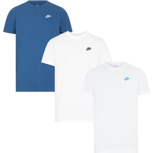 Nike - Sportswear Club - T-shirts - Blauw/Wit/Wit - 3-pack