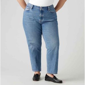 Levi's Plus 501 Cropped High Waist Straight Fit Jeans Medium Indigo Worn In