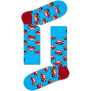 Happy Socks Blauwe sokken met autoprint printjes unisex