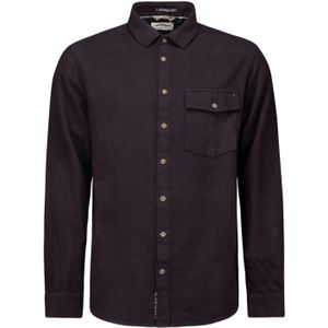 No Excess Shirt check2 coloured twill aubergine