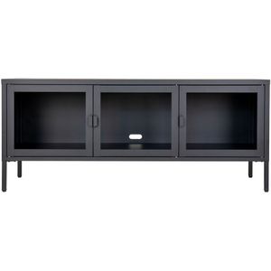 House Nordic Brisbane tv-meubel tv-meubel in het zwart met glazen deuren 40x130x55 cm