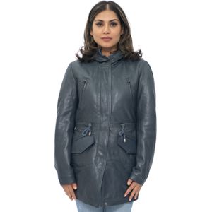 Dames - Leren Parka Jas - Boekarest - Met Capuchon