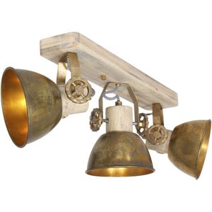 Mexlite Drielichts plafondlamp met spots gearwood brons