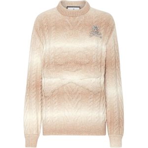 Philipp Plein - Wool Knit Pullover Round Neck Skull&Bones - Beige - Dames