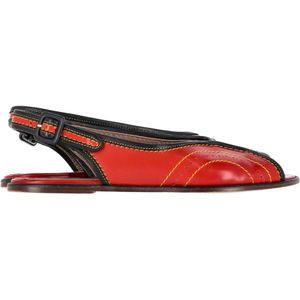 Marni Slingback Peep Toe Ballerina's in Rood Leer