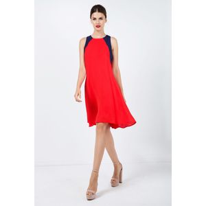 A-lijn Jurk - Rood - Mouwloos - Zomerjurk - 100% Viscose-Crepe