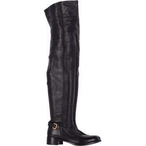 Prada Over-The-Knee Gespenlaarzen van Zwart Leer