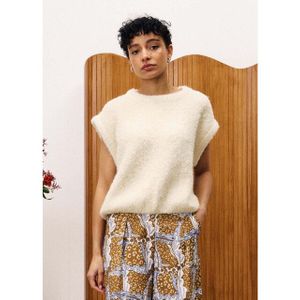 FRNCH - Jasmin Spencer - Mouwloze Trui - Offwhite - Bouclé Knit