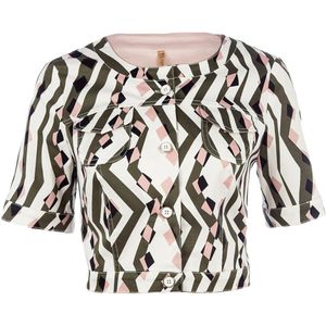 Cropped Jacket - Korte Mouwen - Stretch Gabardine - Bedrukt