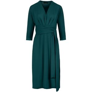 Donkergroen - Empire Lijn - Jurk - A-lijn - ¾ Mouwen - V-hals