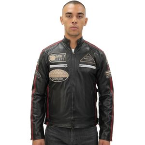 Leren Jack - Portland - Heren - Premium Nappaleer - Racing-stijl Strepen