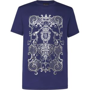 Billionaire - T-Shirt - Blauw - Katoen - Ronde Hals - Barok Folie Print
