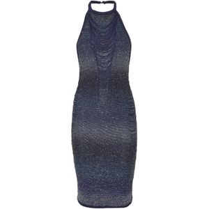 Philipp Plein - Paillettes Mini Jurk - Blauw - Tricot