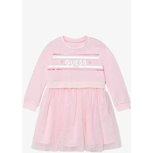 Guess - Midi-jurk - Tulle - Katoenen Interlock - Ronde Hals - Lange Mouwen