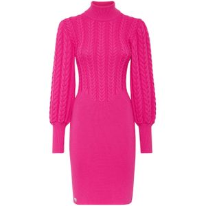 Gebreide Jurk - Stretchviscose - Met Ingelegde Strepen - Ritssluiting Middenachter