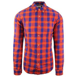 Scotch & Soda - Geruit Overhemd - Oranje - Katoen - Regular Fit - Lange Mouw