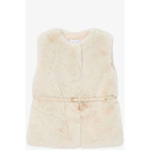 Mayoral - Fur Vest With Belt - Bodywarmer - Creme